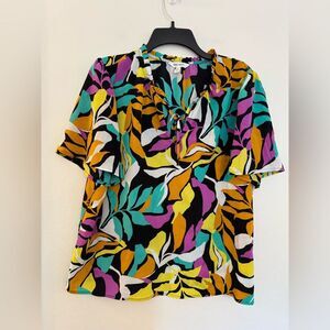 Nine West Multicolor Semi Sheer Blouse - Size XL